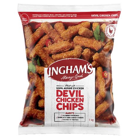 Inghams Devil Chicken Chips 1kg Spicy And Crunchy