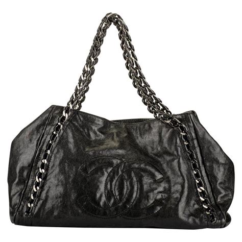 Chanel Black Glazed Chain Large Tote Bag At 1stdibs Chanel Large Tote