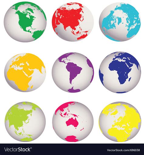 Colored Earth Globes Royalty Free Vector Image