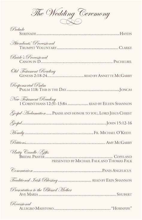 Omunegproc Catholic Wedding Ceremony Program Samples