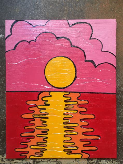 Pop Art Sunset Hand Painted Canvas | Etsy