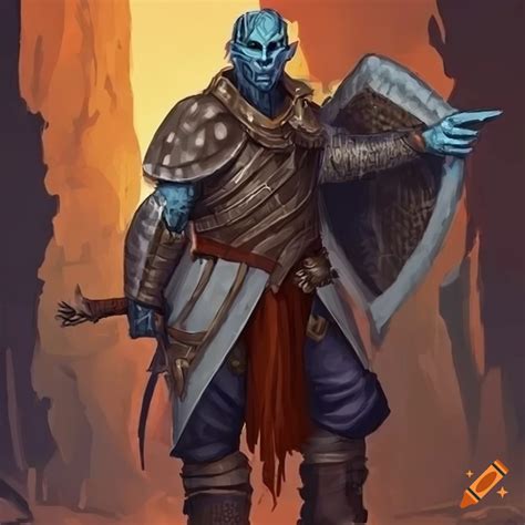 A Male Earth Genasi Cleric In Heavy Armor On Craiyon