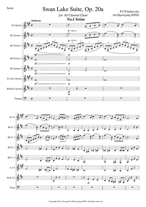 Swan Lake Suite Op A For Clarinet Choir Arr Hyeonjong Song Noten