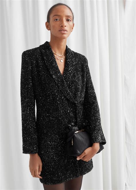 And Other Stories Sequin Double Breasted Blazer Dress