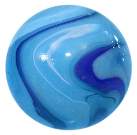 35mm Ice 14 Giant Glass Marble W Stand Cool Pale Blue Glass W White And Darker Blue Swirls