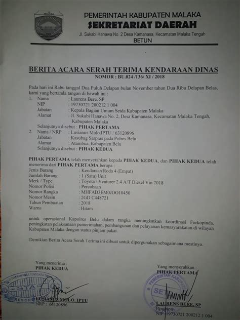 Contoh Surat Permohonan Pinjam Mobil Dinas Delinewstv