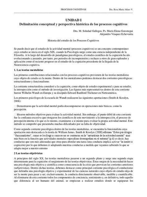 Procesos Cognitivos T1 U1 Texto Pdf Sicología Cognición