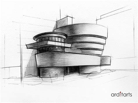 Solomon R Guggenheim Museum Sketch By Arditarts Architecture