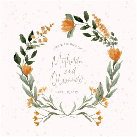 Free Vector Yellow Orange Floral Watercolor Wreath