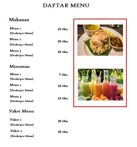 Detail Contoh Daftar Menu Makanan Koleksi Nomer 42