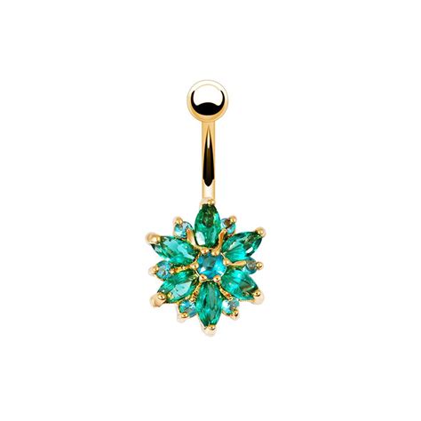 Buy Flower Rhinestone Crystal Barbells Navel Belly Bar Button Ring Body Piercing Jewellery At