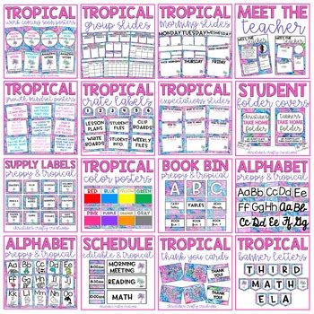 Preppy And Tropical Classroom Decor Mega Bundle By Christine S Crafty