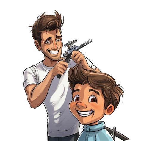 Premium Ai Image Man Getting Haircut D Cartoon Illustraton On White