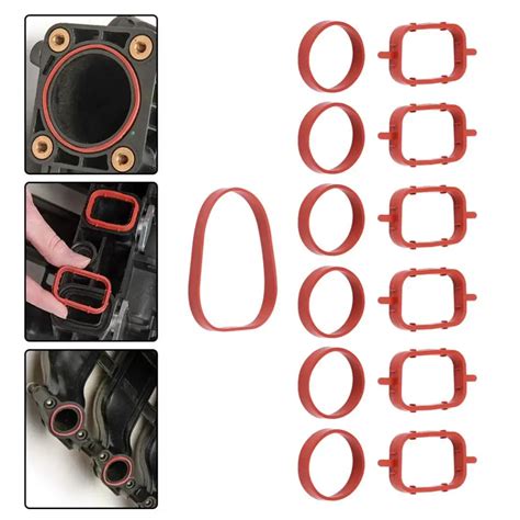 4pcs 6pcs Red Rubber Intake Manifold Gaskets Inlet Sealed Repair Kit