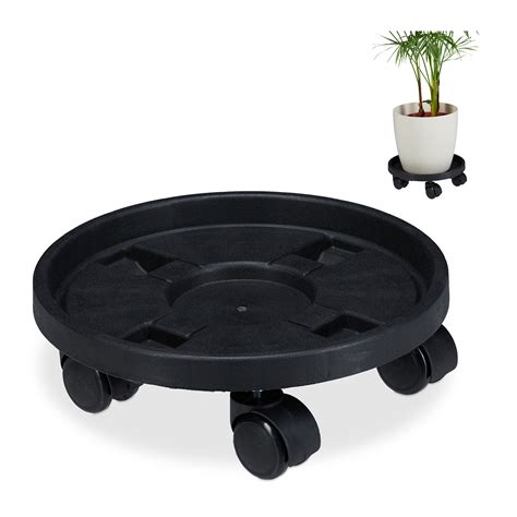 Relaxdays Plateau à roulettes pour plantes jeu de 2 d 30 6 cm