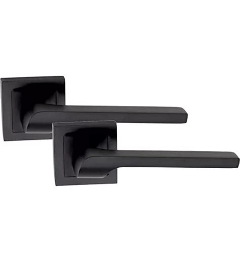 Pair Of Sigma Door Handles On Square Rose In Stunning Matte Black