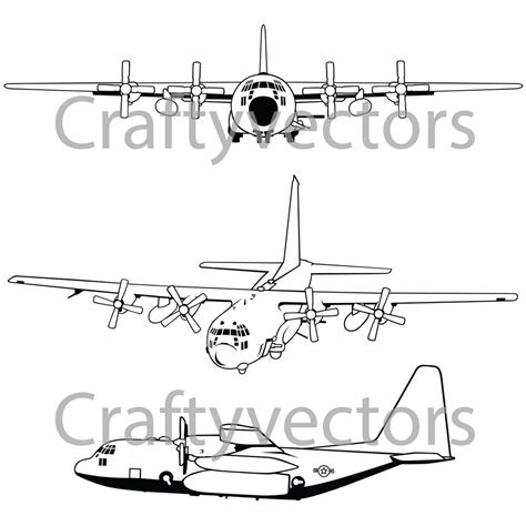 Lockheed Ac 130 Gunship Vector File Svg Etsy Uk