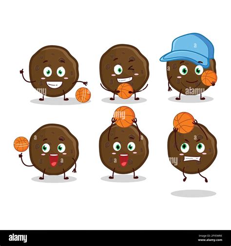 Talented Chocolate Cookies Cartoon Character As A Basketball Athlete