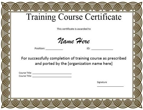 Training Certificate Templates 16 Free Word Excel And Pdf Formats