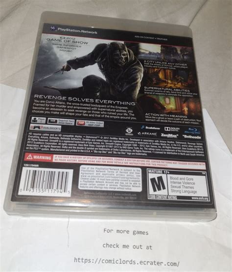 Dishonored Sony PlayStation 3 2012 PS3 93155117945 EBay