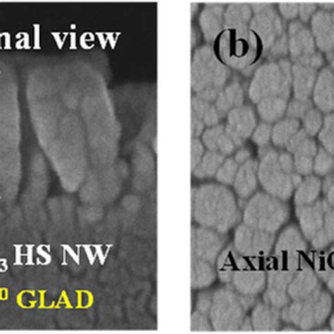 a Cross sectional and b top view FE SEM image of axial NiO β Ga2O3