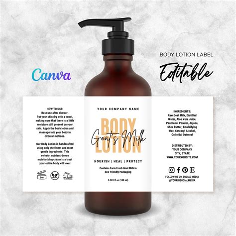 Body Lotion Bottle Labels Design Lotion Label Template Handmade