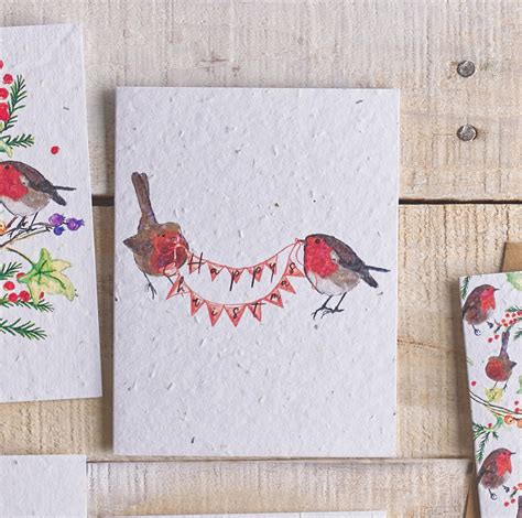 Robins With Bunting Eco Friendly Greetings Cards Hannah Marchant