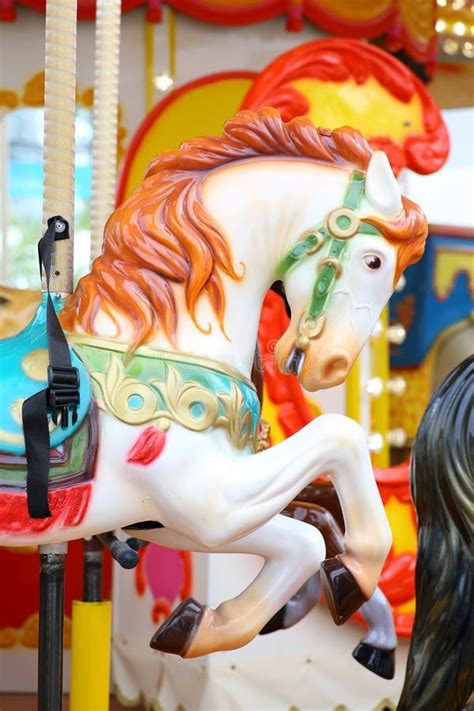 Carousel Horses On A Carnival Merry Go Round Stock Photo Image Of