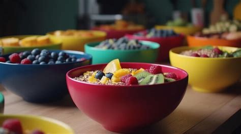 Premium AI Image Bowls With Colourful Healthy Food