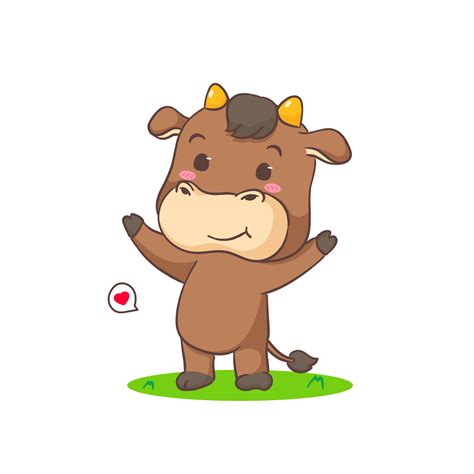 Cute happy Ox cartoon character. Adorable animal concept design ...