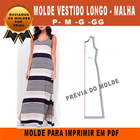 Molde Vestido Longo De Malha Elo Produtos Especiais