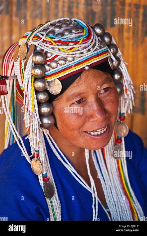 Women Of The Akha Tribe Wear Elaborate Headdresses Made Of Beads