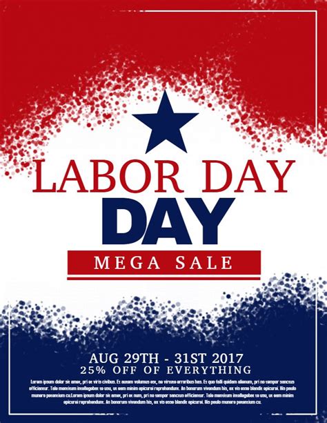 Labor Day Mega Sale Poster Social Media Post Template Email