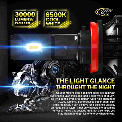 Cougar Motor Ultimate H11 LED Headlight Bulb 30000LM 120W High Focus