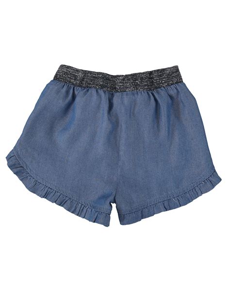 Riachuelo Short Jeans Infantil Cós Elástico Lurex Denim Médio Tam