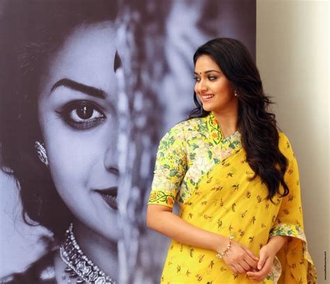 Keerthy Suresh In Yellow Saree At Nadigaiyar Thilagam Promotions South Indian Actress