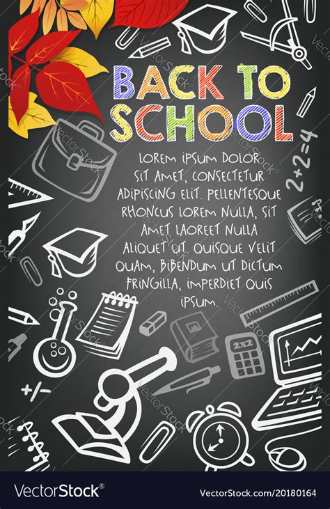 Back to school autumn education poster Royalty Free Vector