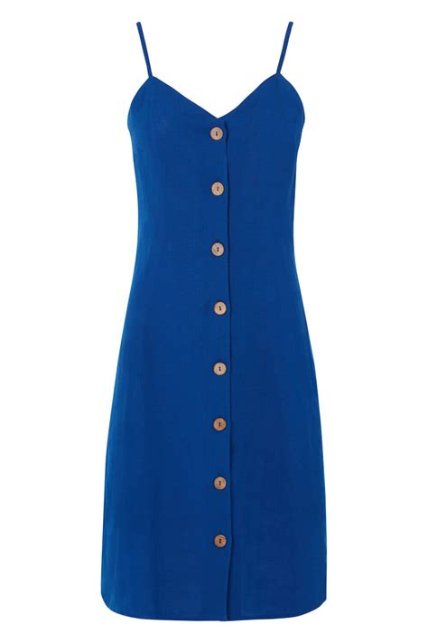 Button Through Cami Shift Dress In Royal Blue Roman Originals Uk