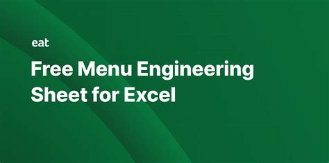 Free Menu Engineering Guide for Excel | Eat App