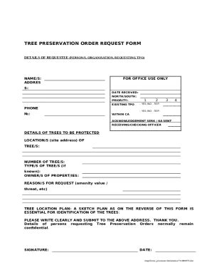 TREE PRESERVATION ORDER REQUEST Doc Template | pdfFiller