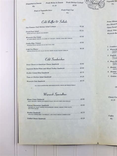 Vintage The Warwick Hotel Restaurant Menu Philadelphia Luncheon Lunch