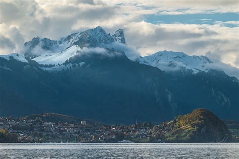 Spiez from across Lake Thun, Switzerland