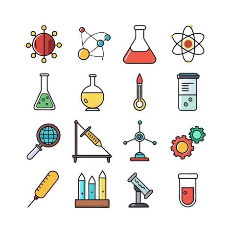 Science And Research Icon Set Vector Illustration Premium AI