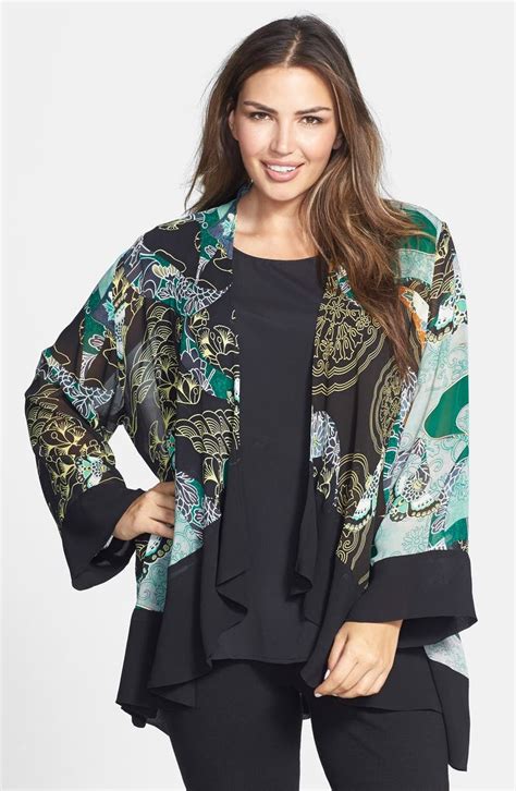 Citron Print Silk Kimono Jacket Plus Size Nordstrom