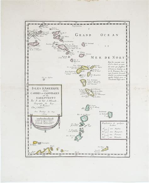 Proantic Old Geographic Map Of The American Islands Saint Barth L