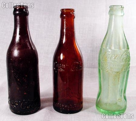 Antique Coke Bottle Set: 3 Rare Old Vintage Collectible Glass COKE Bottles