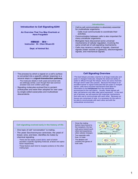 Introduction To Cell Signaling