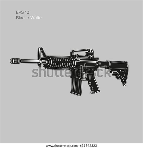 Blackwhite Assault Rifle Vector Illustration Classic Vector De Stock