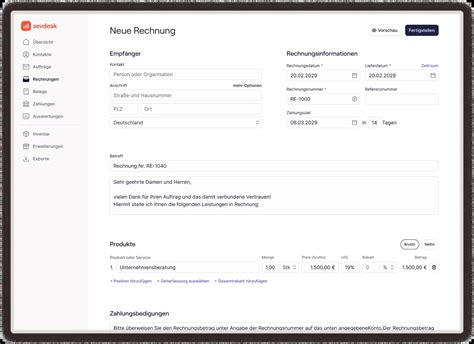Rechnungen Verwalten Online Rechnungssoftware Sevdesk