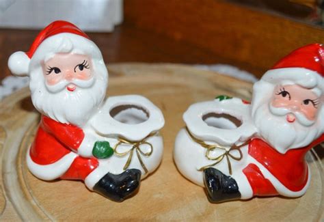 Vintage Santa Candlestick Holders Santa Claus 1950s Japan Etsy